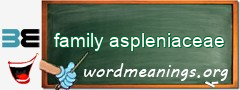 WordMeaning blackboard for family aspleniaceae